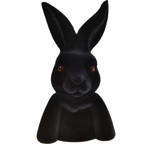 Busto de coelhinho pensando preto flocado Páscoa 16,5×13×27cm
