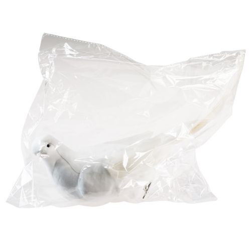 Floristik24 Pomba de decoração de casamento pombas de casamento brancas com clipe 31,5 cm