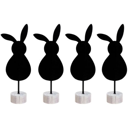 Itens Suporte para decoração de mesa coelhinhos da Páscoa em feltro preto 28,5 cm 4 unidades