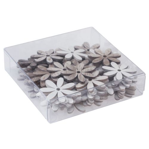 Itens Decoração dispersa flores de madeira decoração de mesa branco natural Ø4cm 72 un