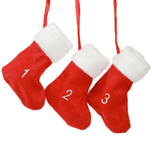 Floristik24 Calendário do Advento para encher botas de feltro vermelho branco 155cm