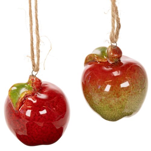 Itens Maçãs decorativas de outono em cerâmica para pendurar, 5 cm, conjunto de 4 peças