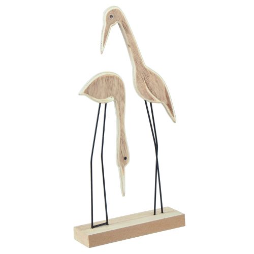 Suporte figura de madeira par de guindaste natural 27,5×13cm 2 un