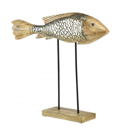 Itens Peixe de madeira com decoração de metal decoração de peixe 35x7x29,5cm