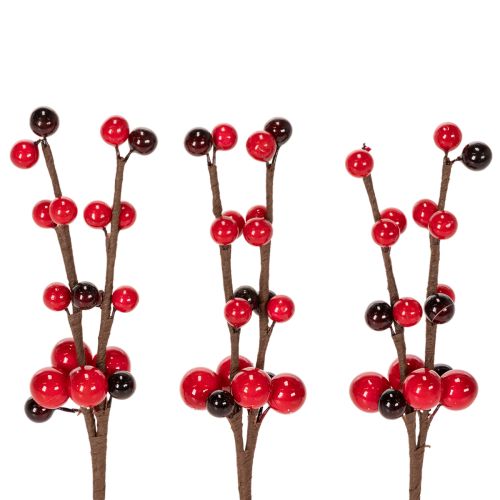 Itens Ramo artificial com frutos vermelhos, 15 cm, 6 peças