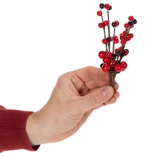 Itens Ramo artificial com frutos vermelhos, 15 cm, 6 peças