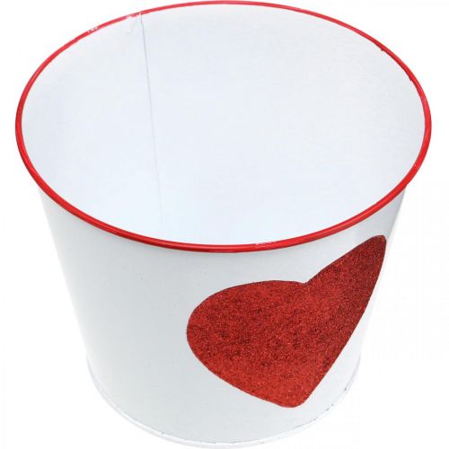 Itens Vaso de flores branco com coração em vaso vermelho Ø18cm A13,5cm