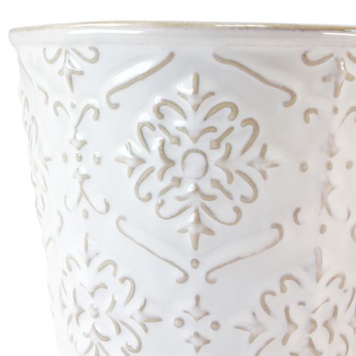 Itens Vaso de flores de cerâmica branco creme bege Ø13,5cm 2 unidades