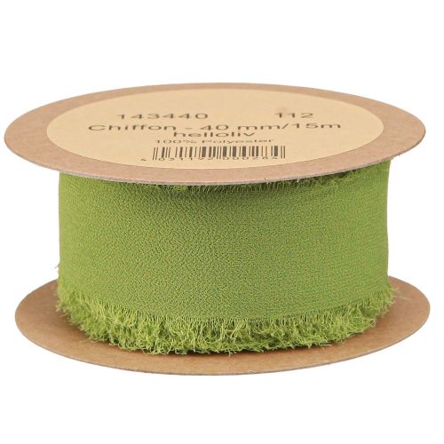 Itens Fita de chiffon fita de tecido verde com franjas oliva claro 40mm 15m