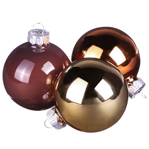 Bolas de árvore de Natal bolas de vidro misturadas em marrom dourado Ø5cm 24 un