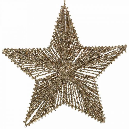 Decorações para árvores de Natal, decorações de Advento, pingentes de estrela dourados W30cm 4 unidades