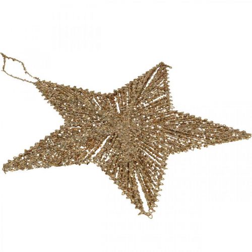 Itens Decorações para árvores de Natal, decorações de Advento, pingentes de estrela dourados W20,5 cm 6 unidades