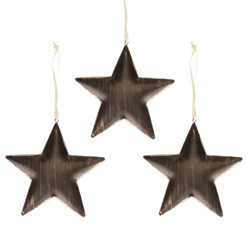 Itens Decoração de árvore de natal decoração estrela metal preto ouro Ø15cm 3 unidades