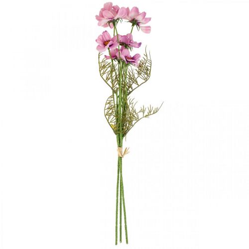 Itens Cesta de joias Cosmea flores artificiais roxas verão 51cm 3 unidades