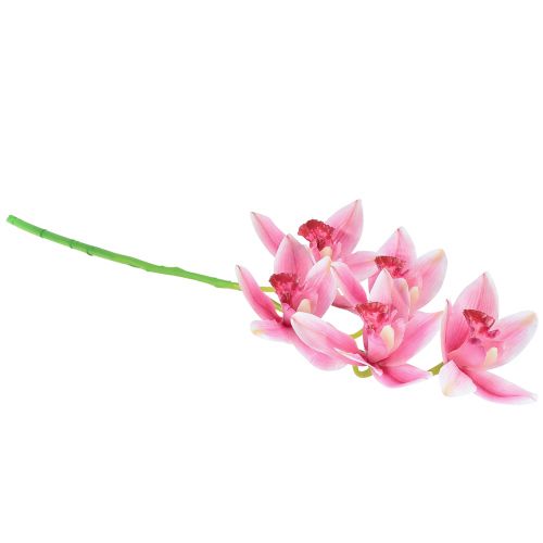 Itens Orquídea Cymbidium artificial 5 flores rosa 65cm