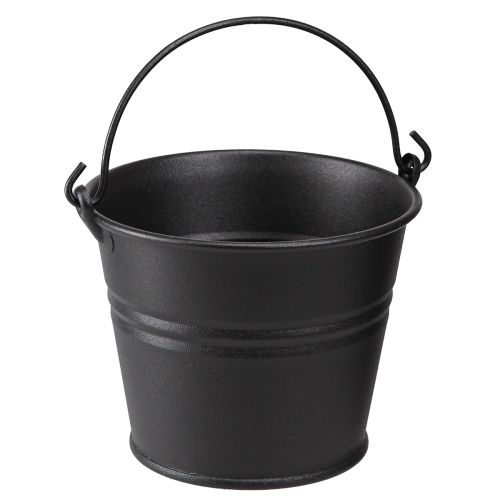 Floristik24 Balde decorativo para vaso de flores em metal preto Ø14cm 3 unidades