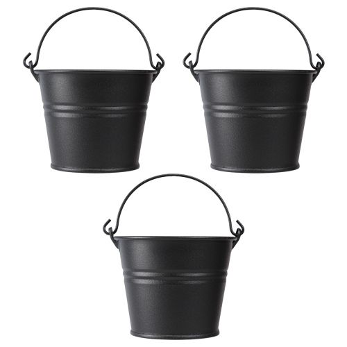 Itens Balde decorativo para vaso de flores em metal preto Ø14cm 3 unidades