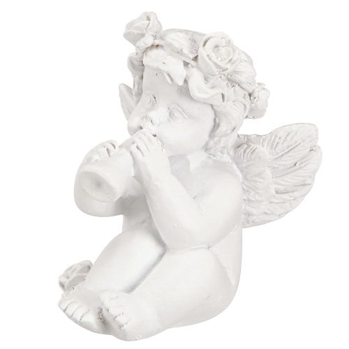 Itens Anjo decorativo com decoração de túmulo de coração em poliresina branca Alt.5cm 6 unidades