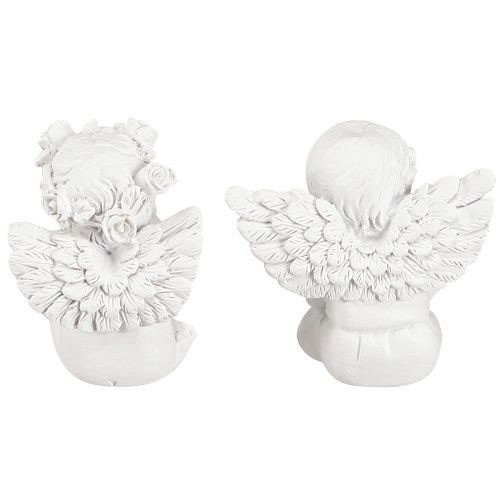 Itens Anjo decorativo com decoração de túmulo de coração em poliresina branca Alt.5cm 6 unidades