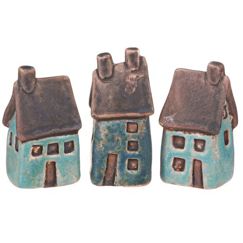 Casa Decorativa Cerâmica Azul Marrom Vintage Alt.6,5/7cm 6 un