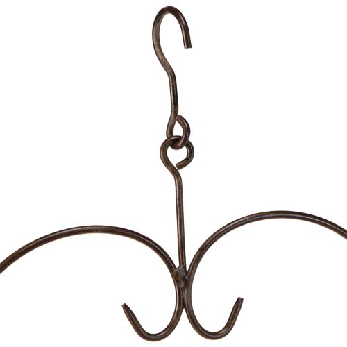 Floristik24 Coração decorativo para pendurar metal em marrom escuro Alt.38cm 2 unidades