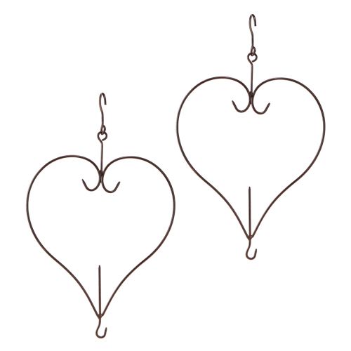 Floristik24 Coração decorativo para pendurar metal em marrom escuro Alt.38cm 2 unidades