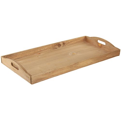 Bandeja decorativa de madeira alongada FSC em natural 58cmx28cmx6cm