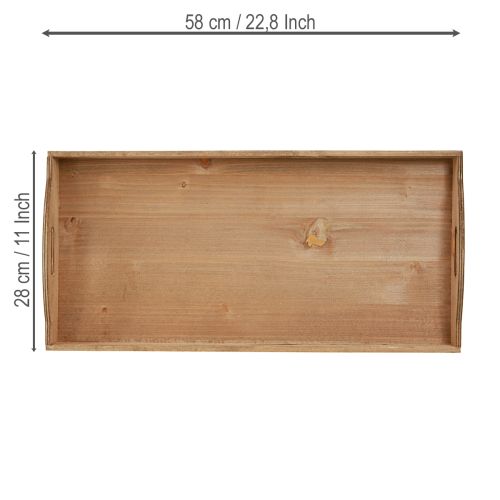 Itens Bandeja decorativa de madeira alongada FSC em natural 58cmx28cmx6cm