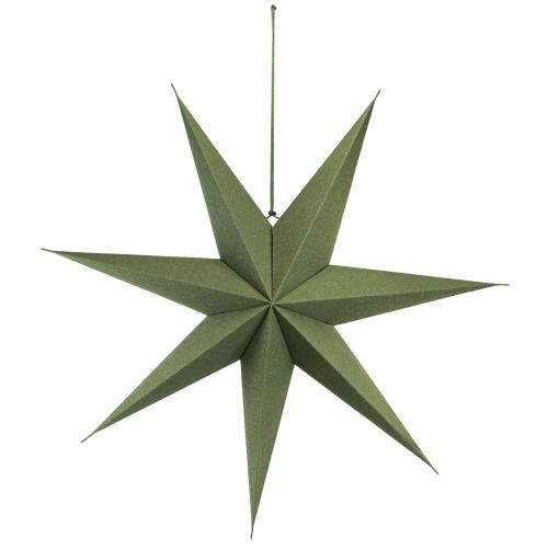 Itens Candeeiro decorativo estrela de papel para pendurar juta verde 75x20cm