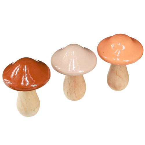 Floristik24 Cogumelos decorativos de madeira marrom bege laranja Ø7,5cm Alt.10cm 3 unid.