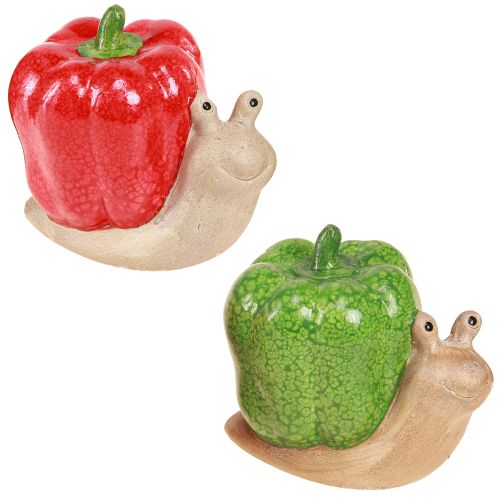 Caracóis decorativos pimenta cerâmica vermelho verde Alt.10cm 2 unid.