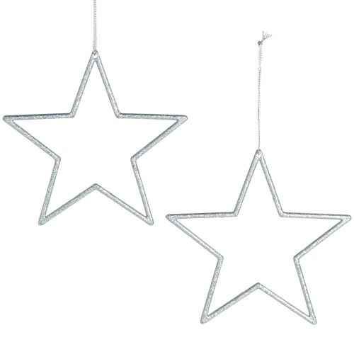 Estrela decorativa prata decorações para árvores de Natal glitter Ø12cm 12 unidades