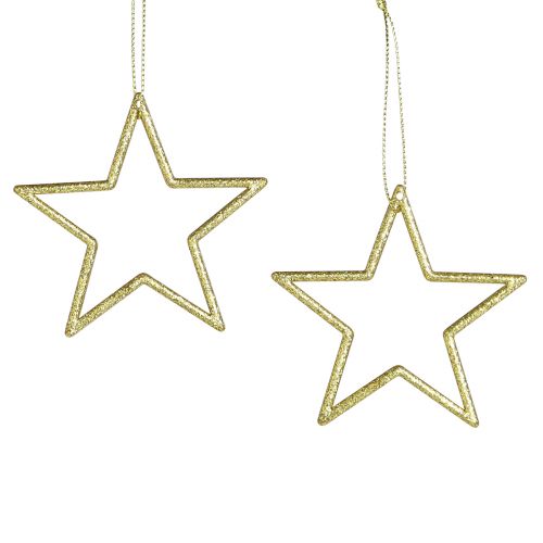 Floristik24 Estrelas decorativas decorações para árvores de Natal glitter dourado 7,5 cm 40 unidades