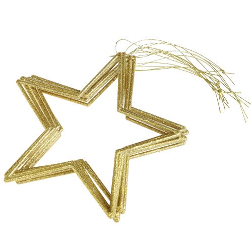 Itens Estrelas decorativas douradas com glitter decoração de árvore estrelas 18 cm 8 unidades