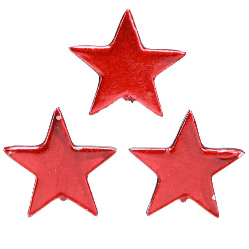 Floristik24 Estrelas decorativas decoração dispersa metálica vermelha – 2ª escolha – Ø5cm 36 unid.