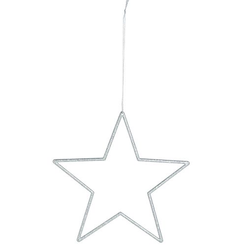 Itens Estrelas decorativas decorações para árvores de Natal em prata com glitter 18 cm 8 unidades