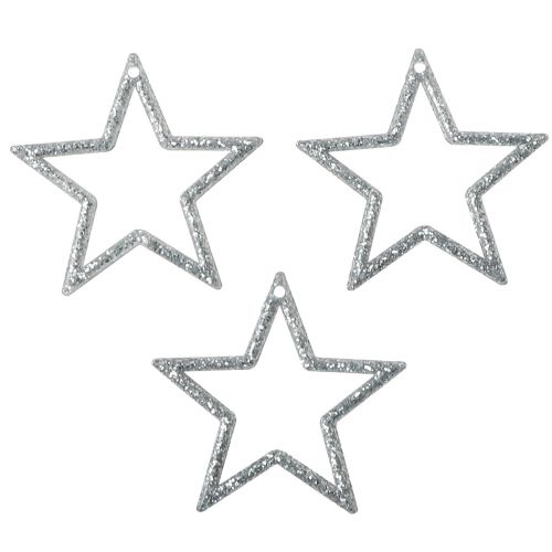 Floristik24 Estrelas decorativas poinsétias com glitter prateado 4,5 cm 120 un