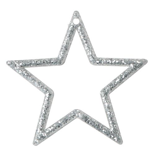 Itens Estrelas decorativas poinsétias com glitter prateado 4,5 cm 120 un