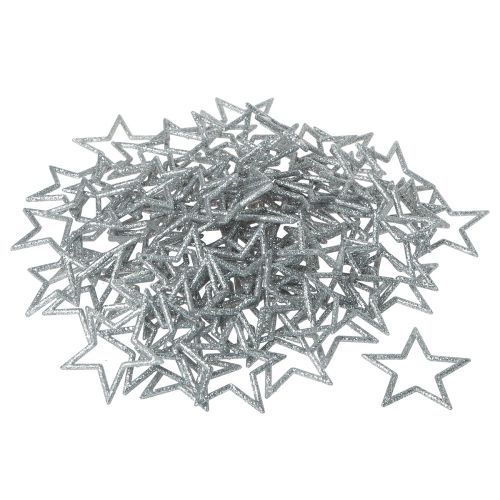 Itens Estrelas decorativas poinsétias com glitter prateado 4,5 cm 120 un