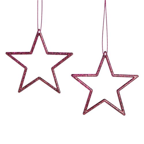 Floristik24 Estrelas decorativas poinsétias para pendurar Berry Glitter 7,5 cm 40 un