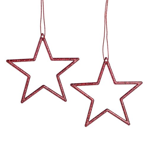 Floristik24 Estrelas decorativas poinsétias para pendurar vermelhas 7,5cm 40 un