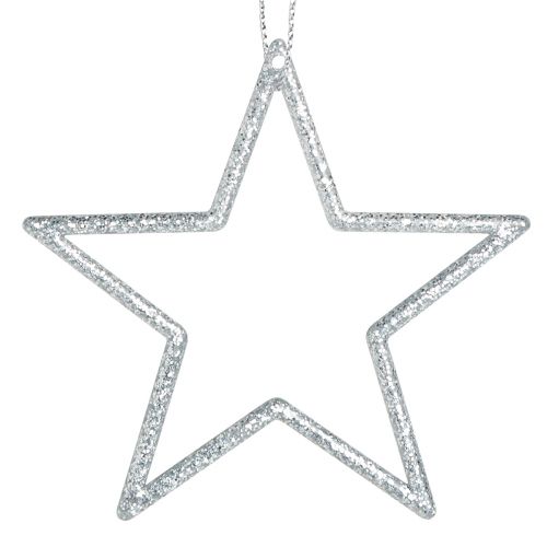 Itens Estrelas decorativas poinsétias para pendurar prata 7,5 cm 40 un