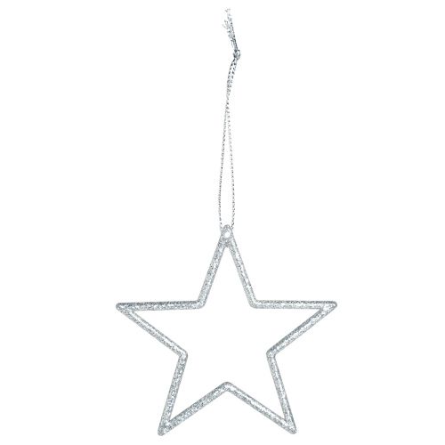 Itens Estrelas decorativas poinsétias para pendurar prata 7,5 cm 40 un