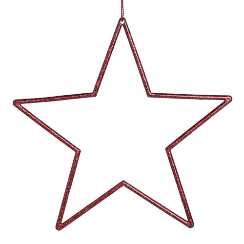 Floristik24 Estrelas decorativas com estrelas vermelhas brilhantes para pendurar 18 cm 8 un