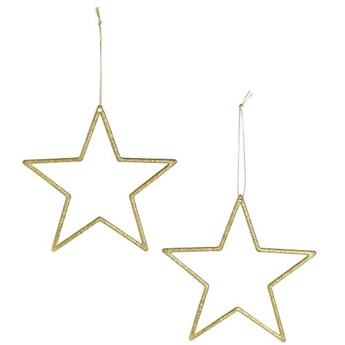 Itens Estrelas decorativas para pendurar decorações de árvores douradas Ø12cm 12 unidades