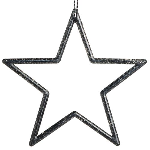 Itens Estrelas decorativas para pendurar glitter preto Ø7,5cm 40 un