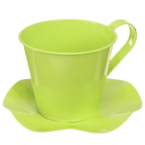 Itens Xícara de chá decorativa em metal com prato verde claro Ø12 Alt.10cm 8 un