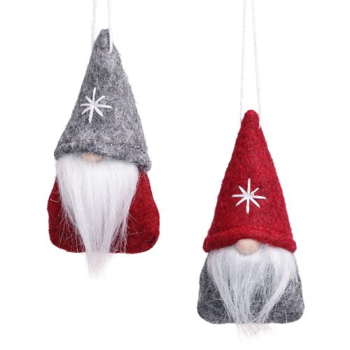 Itens Decorações decorativas para árvores de Natal de gnomos em feltro vermelho cinza 5 × 9 cm 6 unidades