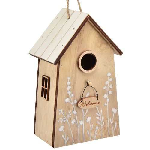 Decoração para pendurar casinha de passarinho branco natural 14,5cm 2 un