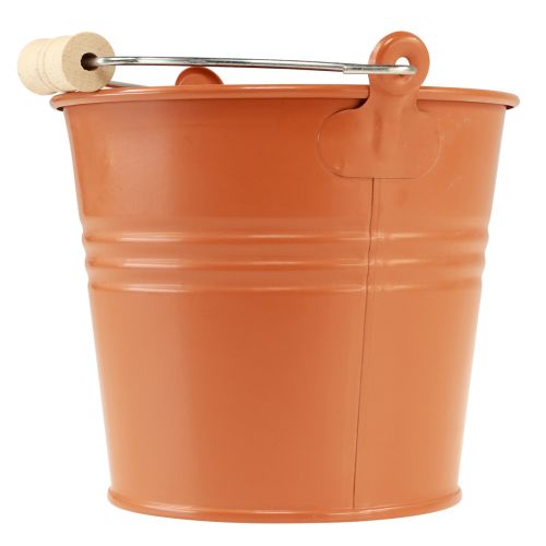 Itens Balde decorativo para plantador de metal laranja marrom Ø16cm Alt.14,5cm 1,6L